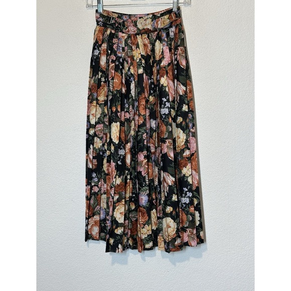Gianni Bini Dresses & Skirts - Vtg Sz 5/6 Floral Midi Skirt Pleated Prarie Cottagecore Fairy Flowy 23 X 32